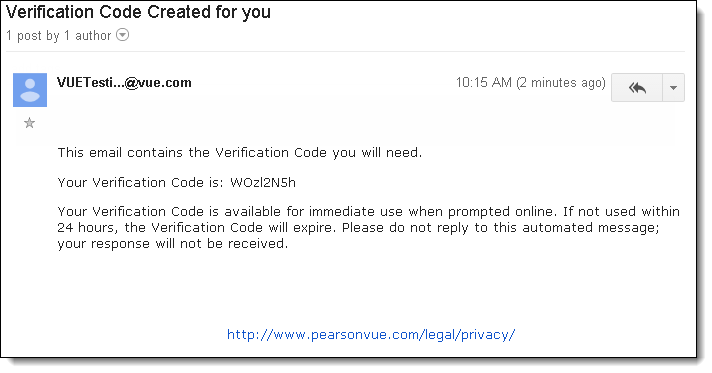 Verification Code emailed to user.